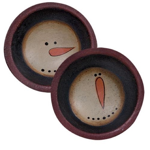 ⛄️NWT ‘Happy Snowmen’ Wood Dish Cups - Set of 2 - Picture 1 of 2